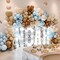 Brown & Blue Balloon Garland – Double Stuffed Nude, Tan & Light Blue Balloons for Birthday, Baby Shower & Gender Reveal